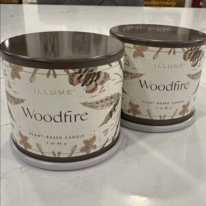 NWT Illume Woodfire Scented Candle 🕯️ Tins, Bundle of 2